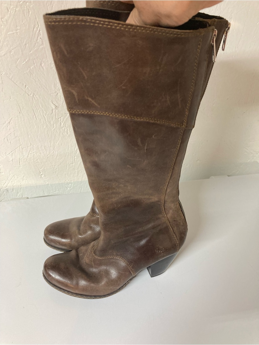 b.o.c. Born Concept Spanya Brown Riding Leather Knee-High Heeled Boots 6M